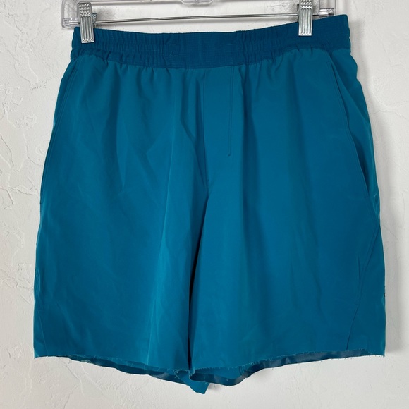 Lululemon Shorts Swim Trunks Channel Cross Solid Blue Black Cypress‎ Lined Train